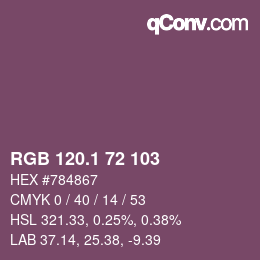 カラーコード: RGB 120.1 72 103 | qconv.com