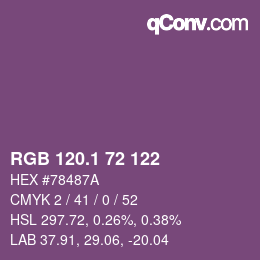 カラーコード: RGB 120.1 72 122 | qconv.com