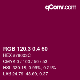 カラーコード: RGB 120.3 0.4 60 | qconv.com