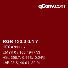 カラーコード: RGB 120.3 0.4 7 | qconv.com
