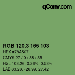 カラーコード: RGB 120.3 165 103 | qconv.com