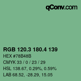 カラーコード: RGB 120.3 180.4 139 | qconv.com