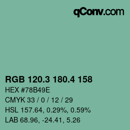 カラーコード: RGB 120.3 180.4 158 | qconv.com