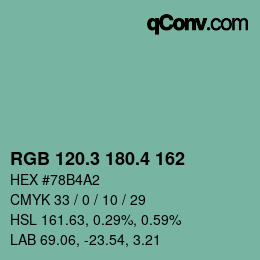 カラーコード: RGB 120.3 180.4 162 | qconv.com