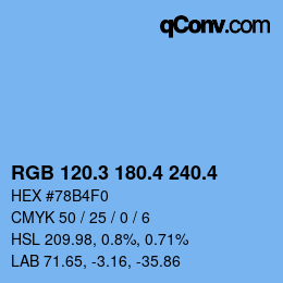 カラーコード: RGB 120.3 180.4 240.4 | qconv.com