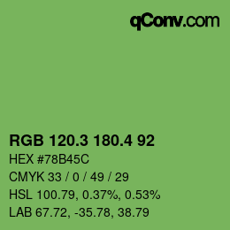 カラーコード: RGB 120.3 180.4 92 | qconv.com