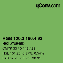 カラーコード: RGB 120.3 180.4 93 | qconv.com