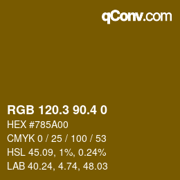 カラーコード: RGB 120.3 90.4 0 | qconv.com