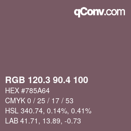 カラーコード: RGB 120.3 90.4 100 | qconv.com