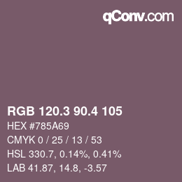 カラーコード: RGB 120.3 90.4 105 | qconv.com