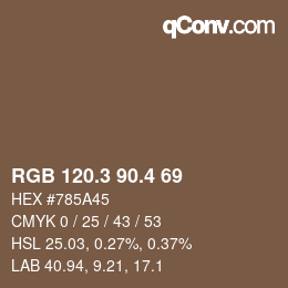 カラーコード: RGB 120.3 90.4 69 | qconv.com