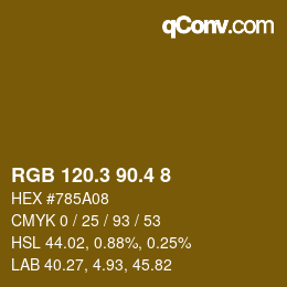 カラーコード: RGB 120.3 90.4 8 | qconv.com