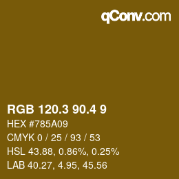 カラーコード: RGB 120.3 90.4 9 | qconv.com