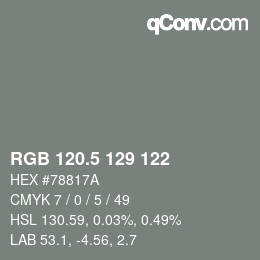 Color code: RGB 120.5 129 122 | qconv.com