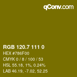 カラーコード: RGB 120.7 111 0 | qconv.com