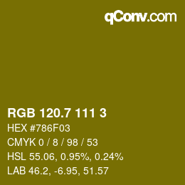 カラーコード: RGB 120.7 111 3 | qconv.com