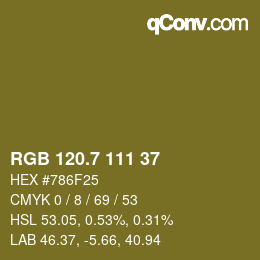 カラーコード: RGB 120.7 111 37 | qconv.com
