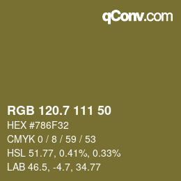 カラーコード: RGB 120.7 111 50 | qconv.com