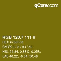 カラーコード: RGB 120.7 111 8 | qconv.com