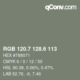 カラーコード: RGB 120.7 128.6 113 | qconv.com
