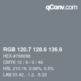 カラーコード: RGB 120.7 128.6 136.6 | qconv.com