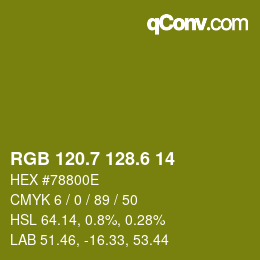カラーコード: RGB 120.7 128.6 14 | qconv.com