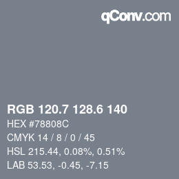 カラーコード: RGB 120.7 128.6 140 | qconv.com