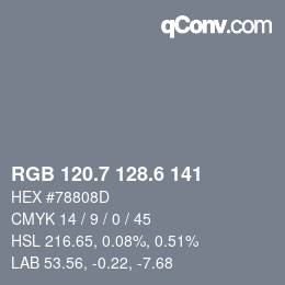 カラーコード: RGB 120.7 128.6 141 | qconv.com