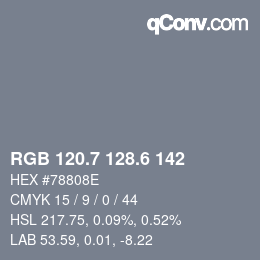 カラーコード: RGB 120.7 128.6 142 | qconv.com