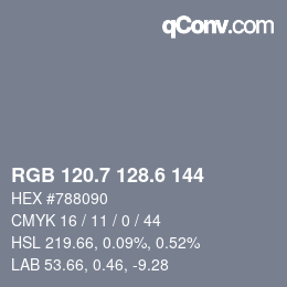 カラーコード: RGB 120.7 128.6 144 | qconv.com