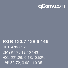 カラーコード: RGB 120.7 128.6 146 | qconv.com