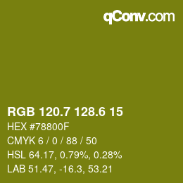 カラーコード: RGB 120.7 128.6 15 | qconv.com