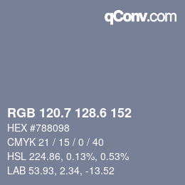 カラーコード: RGB 120.7 128.6 152 | qconv.com