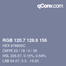 カラーコード: RGB 120.7 128.6 156 | qconv.com