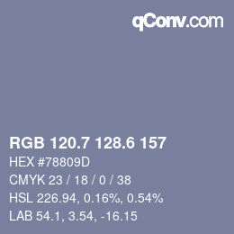 カラーコード: RGB 120.7 128.6 157 | qconv.com
