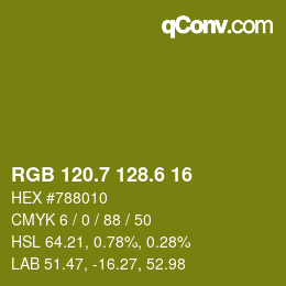 カラーコード: RGB 120.7 128.6 16 | qconv.com