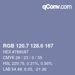 カラーコード: RGB 120.7 128.6 167 | qconv.com
