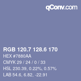 カラーコード: RGB 120.7 128.6 170 | qconv.com