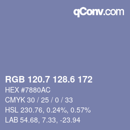 カラーコード: RGB 120.7 128.6 172 | qconv.com