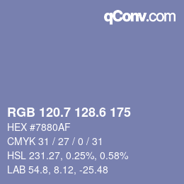 カラーコード: RGB 120.7 128.6 175 | qconv.com