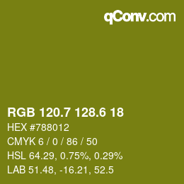 カラーコード: RGB 120.7 128.6 18 | qconv.com