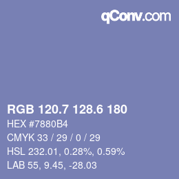 カラーコード: RGB 120.7 128.6 180 | qconv.com