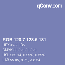 カラーコード: RGB 120.7 128.6 181 | qconv.com
