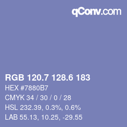 カラーコード: RGB 120.7 128.6 183 | qconv.com