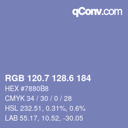 カラーコード: RGB 120.7 128.6 184 | qconv.com