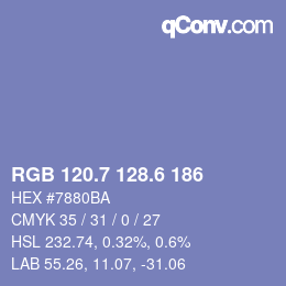 カラーコード: RGB 120.7 128.6 186 | qconv.com