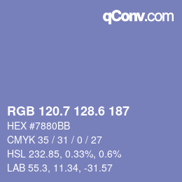 カラーコード: RGB 120.7 128.6 187 | qconv.com