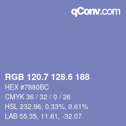 カラーコード: RGB 120.7 128.6 188 | qconv.com