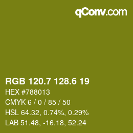 カラーコード: RGB 120.7 128.6 19 | qconv.com