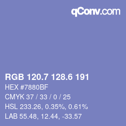カラーコード: RGB 120.7 128.6 191 | qconv.com